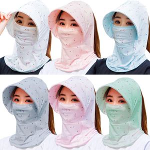 Breda randen hattar sommarsol ansikte mask nacke cover hatt unisex version skyddande vikbara utomhus kvinnors anti-uv