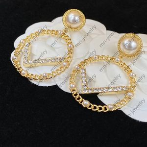 Metall Hoop Gold Charmörhängen. Rhinestone Pearl Luxury Designer örhängen. Alla hjärtans dag bröllop brud gåvor designer smycken