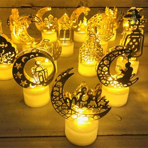 Itens de novidade Islã muçulmano Ramadã Kareem Decoração Velas Luzes LEDs Eid Mubarak Decor for Home Eid Alfitr Aid Mubarak Decor Party Supplies Z0411