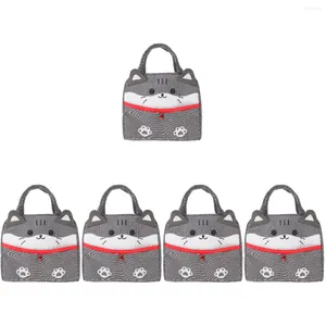 Учетные наборы наборы 5 изолированных закушечных мешочков Bento Boxes Kids Box Bag Bag Sunch Cartoon Portable Contable