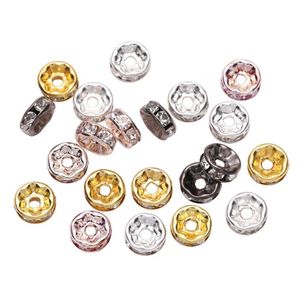 Perline 50 Pz/lotto 8 Mm Oro Strass Rondelles Perline Di Cristallo Distanziatore Allentato Per Gioielli Fai Da Te Che Fanno Accessori Fornitura Consegna Di Goccia Ho Dhr1J