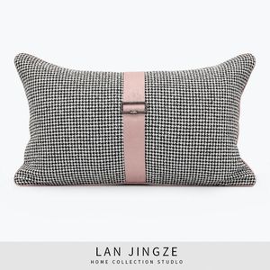 Cuscino/Decorativo LAN JINGZE Jacquard Rosa Plaid Cover Cuscini Decorativi Per La Casa Semplice Aspetta S Per Il Divano Della Camera Da Letto