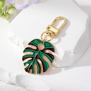 Colored Plants Keychain Enamel Multicolour Rainbow Turtle Leaf Keychain Key Ring For Women Men Boho Fresh Foliage Plant Bag Car Airpods Key Accessories