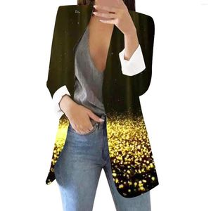 Women's Jackets Women's Sequin Printed Cardigan Formal Suit Long Sleeve Lapels Business Office Jacket Coat Blouse