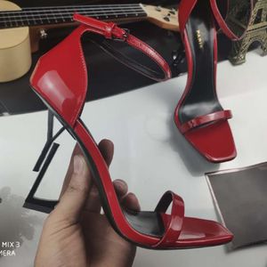 Designer Sandals For Women Sexy High Heels Pumps Open Toe Ankle Strap Patent Leather Fashion Party Dress Shoes