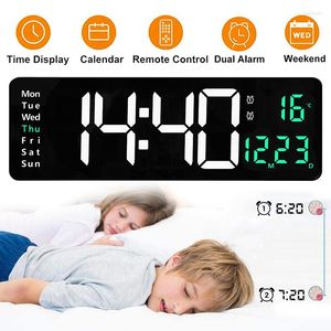 Wall Clocks Large Digital Clock Remote Control Temp Date Week LED Display Dual Alarms Memory Desk 10-Level Dimmer Countdown