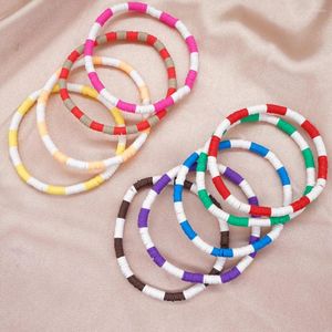 Strand Yastyt Minimalist Color Block Armband Polymer Clay Fashion Jewelry Two Tone Heishi Disc for Women Jewellery