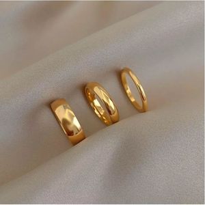 Tarnish Free 2mm 4mm 6mm Stainless Steel 18K Gold Plated Silver Color Knuckle Rings For Lady Minimalist Gold Rings For Women