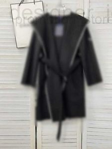Misturas de lã feminina designer outono e inverno nova mão-embrulhado borda cashmere casaco longo s couro casual solto trincheira 13t5 akpz