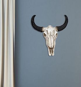 S New Arrival Resin Fake Cow Skull Horn Wall Hanging Ornament Crafts Bar Restaurant Decoration Wholes Dropshippin2285323