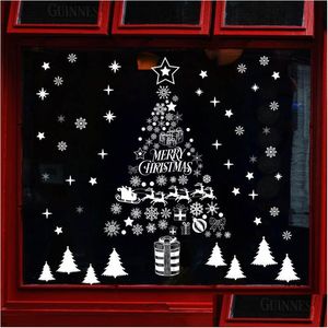 Wall Stickers Christmas Santa Claus Sled Snowflake Window Sticker Merry Decor For Home Xmas Gifts Happy Year 220919 Drop Delivery Gar Dhapb