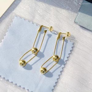 Dangle Earrings 925 Sterling Silver Golden Color Pin For Women Stitching Ball Pendant Personality Fashion Single Luxury Jewelry Gift