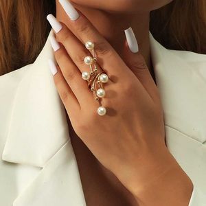 Band Rings 1PC New Elegant Exaggeration Double Layer Large Pearl Rings For Women Fashion cessories Party Hot Jewelry P230411