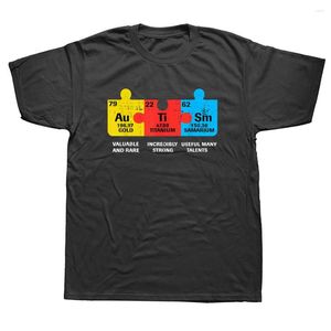 Herren T-Shirts Lustige Autismus Periodensystem Bewusstsein Grafik Baumwolle Streetwear Kurzarm Geburtstagsgeschenke Herzschlag T-Shirt Herren