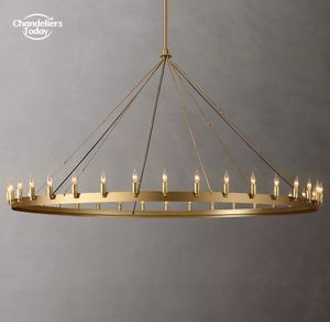 Camino Vintage Candelabra Round Chandeliers Lighting Modern Ring LED Pendant Lights for Dining Room Living Room Farmhouse Lamps Lustre