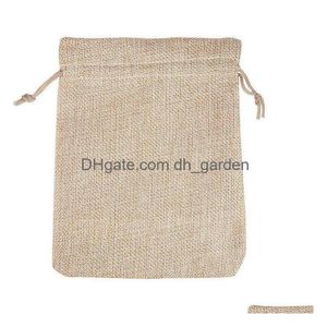 Jewelry Pouches, Bags 4 Sizes Original Color Jute Bag Dstring Wedding Christmas Packaging Pouchs Gift Bags Small Jewelry Sac Dhgarden Dhd8M
