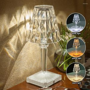 Bordslampor LED Crystal Diamond Lamp USB Touch Night Light 16 Färger Atmosfär för Bar Restaurant Room Xmas Decoration Gift