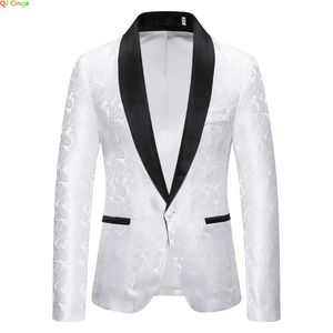 Men's Suits Blazers White Cashew Flower Blazer Jacket Men's Wedding Party Dress Coats Red Blue Black Suit Tops Jackets S-XXL 231110