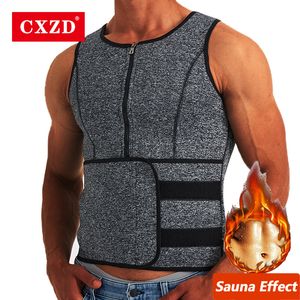 Men's Body Shapers CXZD Men Body Shapers Waist Trainer Sauna Vest Abdomen Slimming Sweat Vest Fat Shapewear Tank Tops Fitness Belt 230410