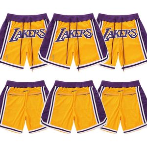 Summer Just New Men Loose Yellow Don Retro Basketball Nets for the Lakeres Embroidery Shorts