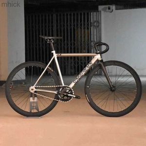 Cykelpedaler Fixad växelcykel 48 cm 52 cm 56 cm enkel hastighet spår cykel aluminiumlegering ram 40mm hjul kolanpassningsbar fibergaffel 3m411
