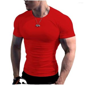 Erkekler Tişörtler Erkekler Gömlek Saf Renk Kısa Kollu Üstler Tees Erkekler T-Shirt Siyah Tayt Spor Erkek Giysileri İçin Fitness