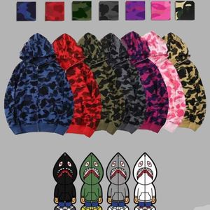 Shark Tasarımcı Hoodie Sweater Erkek Kadın Kamuflaj Ceket Jogger Zipper Japon Moda Spor Giyim Markası Kapşonlu Sweatshirt Trailsuit Toptan Fiyat