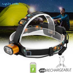 Lâmpadas da cabeça CycleZone LED portátil LED de farol de lâmpada de lanterna de cor de lanterna USB recarregável para pesca noturna para caminhada de trabalho brilhante Luz P230411
