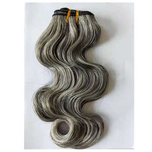 Pacchi di peli delle onde del corpo grigio argento fasci di capelli umani Remy Weave Extension Ombre da nero a grigio 10-22 pollici