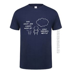 Men s T Shirts Linux servers Mostly Cloud T Shirt Summer Men O Neck Cotton Computer Programmer Tshirt Funny Man T shirts 230411