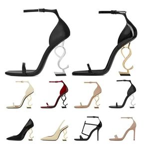 Yaz Sandalet Tasarımcı Kadın Seksi Patent Deri Yüksek Topuklu Elbise Ayakkabı Açık Toe 10 cm Topuk Partisi Leydi Pompalar
