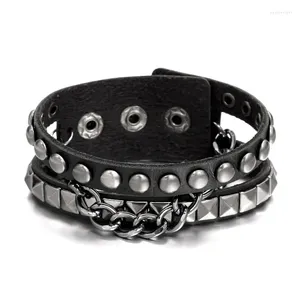 Charme pulseiras punk row cuspidal spike rebite pulseira de couro para mulheres homens gótico cosplay jóias larga festa presentes atacado