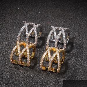 Ear Cuff Iced Out Gold Ohrringe Fashion Sier Womens Bone Clip Hip Hop Schmuck Drop Delivery Dhgarden Otnrt