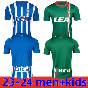 23 24 Deportivo Alaves Fußballtrikots 2023 LEJEUNE DUARTE ABQAR RIOJA SYLLA DE LA FUENTE ALKAIN GURIDI Männer Kinder Kit Fußballtrikot Heim Auswärts Blau Grün