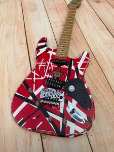 5150 electric guitar, imported alder body, Canadian maple fingerboard, classic black and red stripes, matte, vintage guitar, available in stock, lightning package