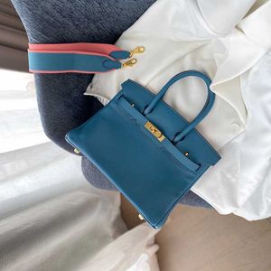 High Bag Classic Platinum Designer Quality Leather Women's Top Layer Cow Leather Togo Upgrade Wide Shoulder Strap Single Shoulder Handbag