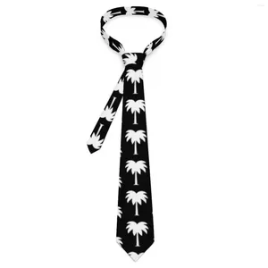 Bow Ties Men's Tie Tropical Palm Tree Neck Black And White Kawaii Funny Collar Graphic Wedding High Quality Necktie Accessories