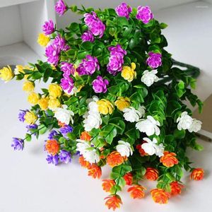 Dekorative Blumen, künstliche Blumen, Kunststoff, künstliche Blätter, Büsche, Grün, UV-beständig, Sträucher, Pflanzen, Heimdekoration für Fenster, Hof, Garten, Hochzeit