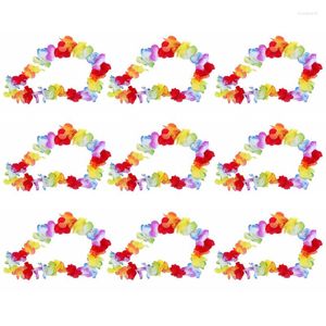 Decorative Flowers 10Pcs Hawaiian Flower Leis Garland Necklace Fancy Dress Pool Decorations Hawaii Beach Party Fun DIY Supplies