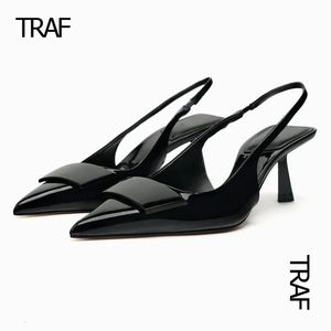 Klänningsskor Traf Woman Pumpar High-Heeled Female Modern Office Shoes Heels For Women Black Wedding Slingback Point Toe High Heels 231110