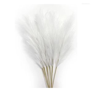 Decorative Flowers LBER White Pampas Grass Faux Pompas Tall Big Artificial Fluffy Plants For Floor Decoration-6 Pcs