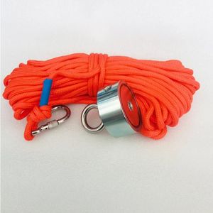 200KG Two sided Design Super Powerful Salvage Magnet Neodymium N52 Strong Searching Fishing Magnets Rope Eyebolt Metal Hold Dcgts