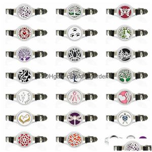 Charm armband trendiga 25mm träd av liv aroma eterisk olja diffusor charm armband kvinnor vrids öppet med svart pu leat dhgarder dha3d