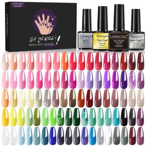 Akrylpulver vätskor limegirl 244060pcs färg gel nagellack set glitter blickar av uv semi permanent bas och topprockkonstsatser 231110