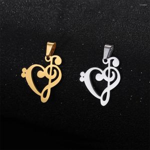 Charms 5st/Lot Musical Symbol Shaped Hearts Pendants rostfritt stål kvinnor halsband örhängen diy handgjorda smycken tillbehör