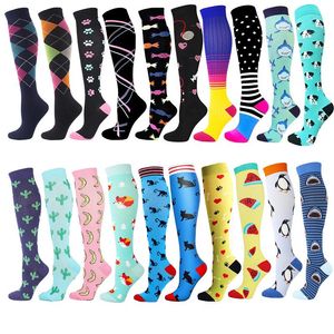 Men's Socks Running Men Women Compression Halloween Cactus Animal Pattern Unisex Outdoor Hiking Pressure Knee High StockingsMen's