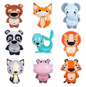 Cartoon Animal Balloon Party Decoration Rabbit Fox Penguin Hippo Tiger Crocodile Aluminum Foil Balloon Zoo Partys Children's Toys