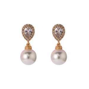 Vintage Exquisite Stud Inlaid Pearl Pendant Earrings for Women 925 Silver Needle Personalized Fashion Accessories