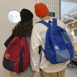 Plecak moda szkolna szkolna zwykła płócienna torba na ramię Patchwork Proste Harajuku High School Student College plecaki