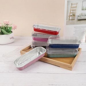 Bakeware Araçları 10 PCS Dikdörtgen Kek Kupası Alüminyum Folyo Salınma Pişirme Bardakları Isı Dayanıklı Cupcake Liner Kalıp Tatlı Kutusu